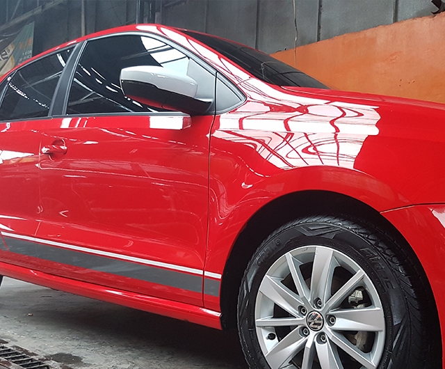 Hasil Coating AutoTriz di mobil VW-Polo